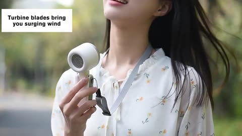 Folding High-speed Turbo Fan Summer New Hand-held Fan Hanging Neck