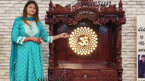 Wooden temple in Teak Wood | Temple with LED OM Back | Mandir design | Altar