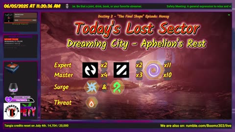 Destiny 2: 6-5-25 Aphelion's Rest is the Lost Sector. The some Death Must Die, new game to me.