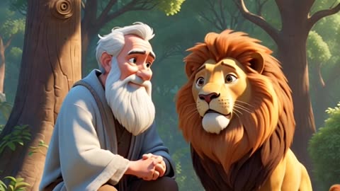 Man talking to a lion