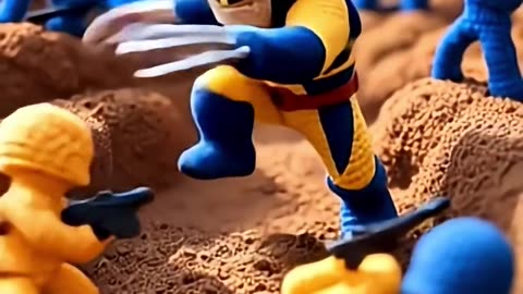 Wolverine in battle fighting and angry