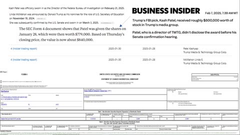 Trump's employees /board members Kash Patel Linda McMahon paid and placed in Administration