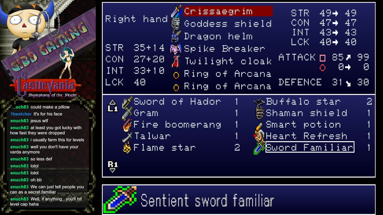 Castlevania Symphony of the Night - Wielding the Sword Familiar