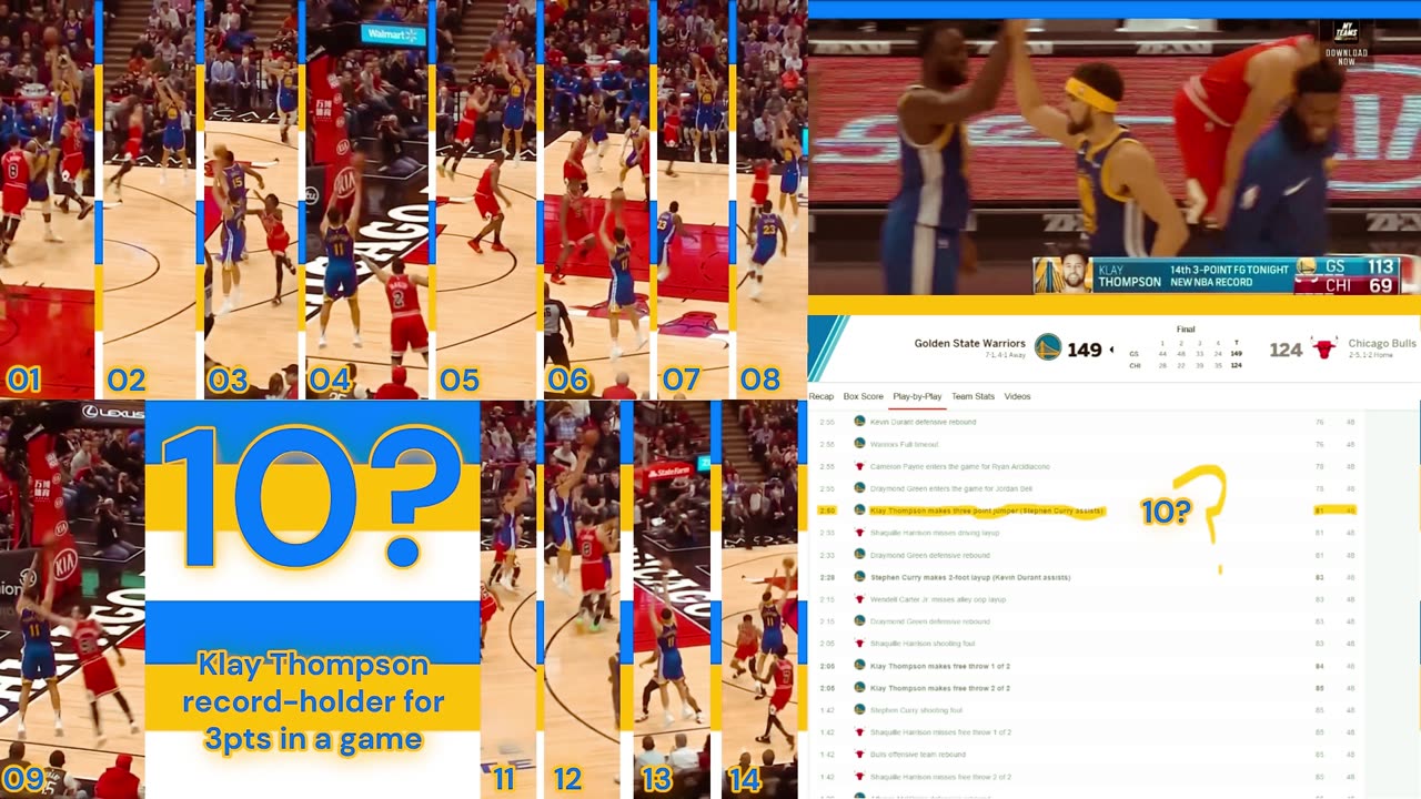 Collage 09: Klay Thompson record-holder for 3pts in a Game