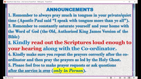 The Narrow Way Christian Church of God - BIBLE-READING and Prayer Service - Sunday 20/07/2025