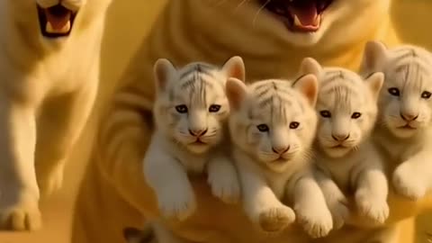 Cute cat save baby