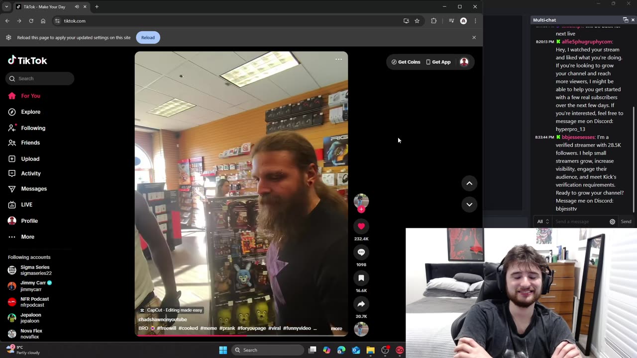 Live! Reacting to TikTok