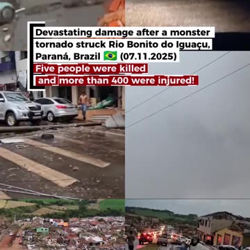 Devastating damage after a monster tornado struck Rio Bonito do Iguaçu, Paraná, Brazil🇧🇷07.11.2025