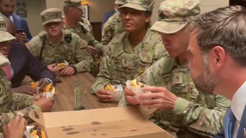 JDVance sits down for lunch with the troops at Shake Shack in Union Station