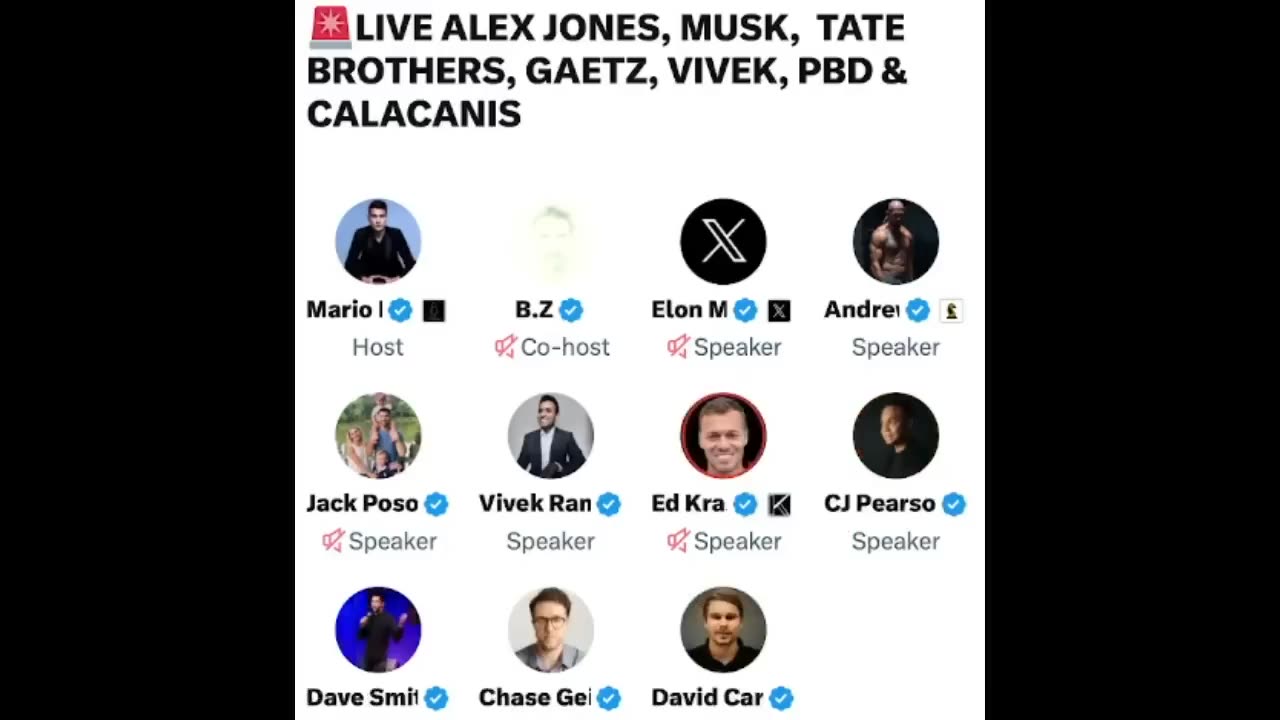 LIVE TALK Featuring ALEX JONES, ELON MUSK, VIVEK, PBD, and ANDREW TATE
