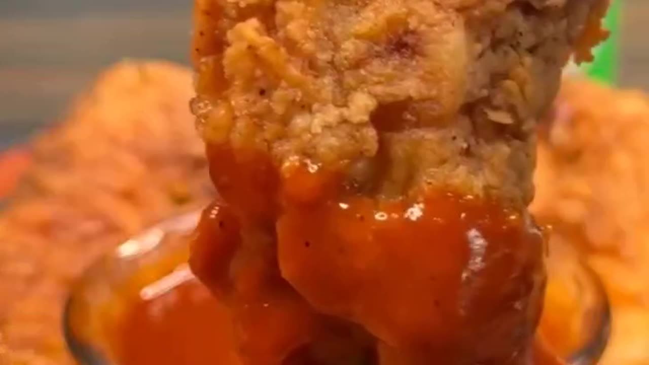 Crispy chicken with a sweet sour hot sauce
