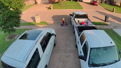 Kid Bikes Into Driveway Car