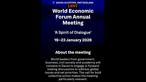 MOST IMPORTANT ANNUAL MEETING STARTS TODAY " WEF DAVOS 2026 "