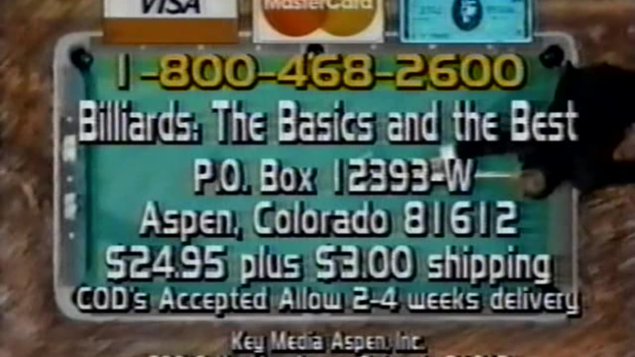 "Billiards: The Basics and the Best" VHS Instructional Tape TV Commercial from WTBS 1988