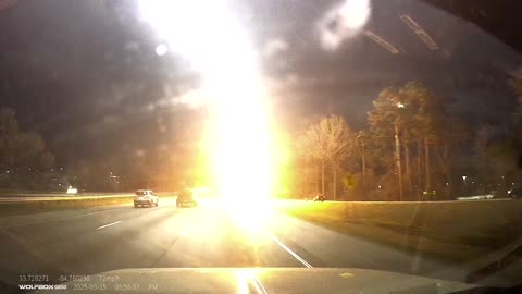 Dashcam Captures Lightning Strike Directly in Front of Vehicle