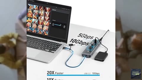 Anker USB-C Hub,11-in-1 10Gbps Data Hub with 4 USBA and 4 USBC Ports, 100W USBC