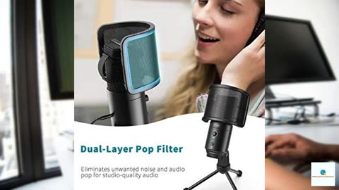 FIFINE USB Desktop PC Microphone with Pop Filter for Computer and Mac, Studio Condenser Mi