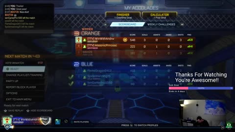 WinWithAndrew - Rocket League with The Mrs. - !yt !fb !twitch