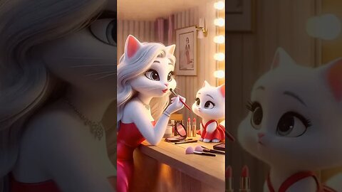 Cute Kitten of Cat is doing Makeup for the First Time