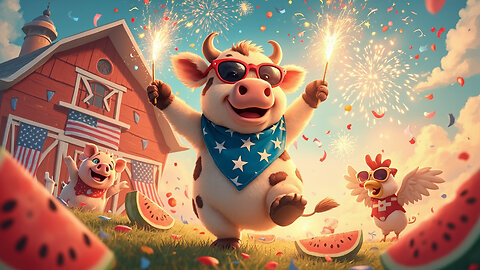 Red, White, and Moo 🐄🎇 | 4th of July Barnyard Song for Kids