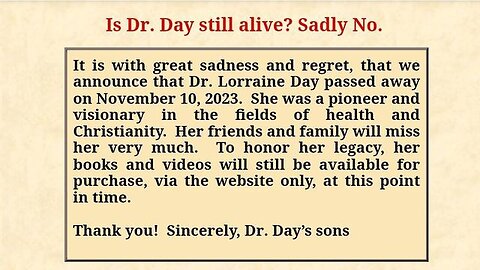"Remembering Dr. Lorraine Day: A Pioneer in Alternative Medicine and Education"