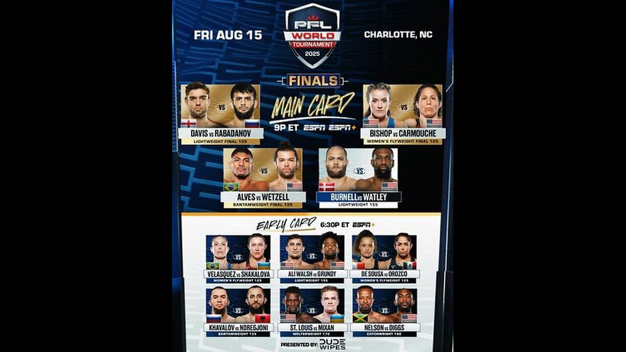 PFL World Tournament 9: 2025 Finals - Aug 15 2025 - Bojangles Coliseum, Charlotte, NC