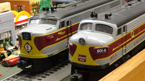 Williams F7 Lackawanna and FA-1 Erie Lackawanna Diesels Running Side By Side Passenger and Freight