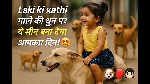 😲 Baby Girl Riding a DOG Like a Horse 🐶💖 | Lakdi Ki Kathi Trending Clip | MUST WATCH!