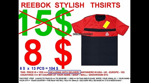 8$ Reebok strap tshirts , with including delivery USA UK EUROPE at your home