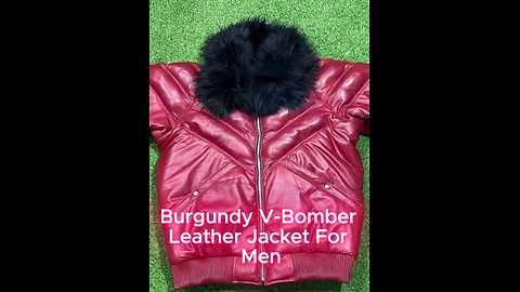 Burgundy Leather V-Bomber Jacket – Luxury Meets Street Style