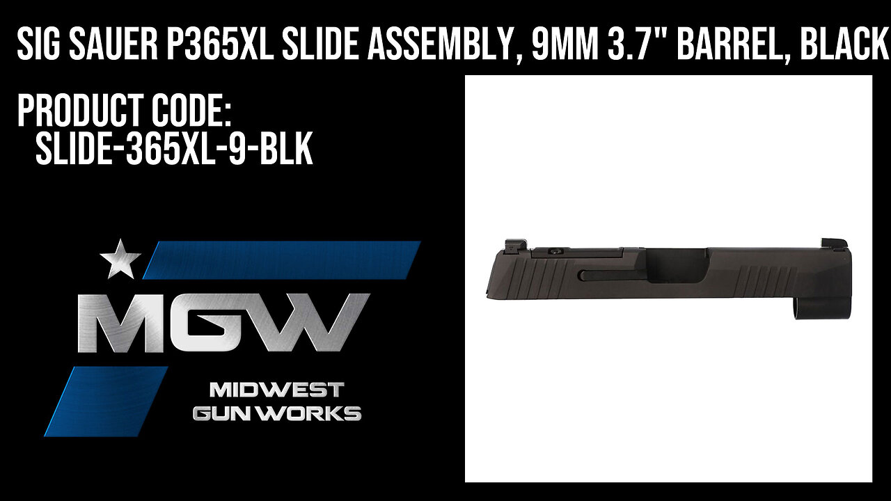 Sig Sauer P365XL Slide Assembly, 9mm 3.7" Barrel, Black - SLIDE-365XL-9-BLK