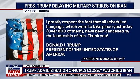 Trump delays military action in Iran after 800 hangings halted