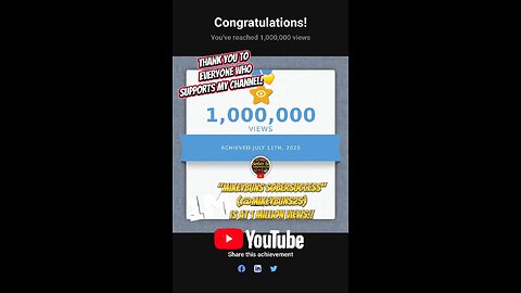 1 Million Views On Our YouTube Channel: Mikeybuns SoberSuccess, Thank You Everyone Who Supports Us