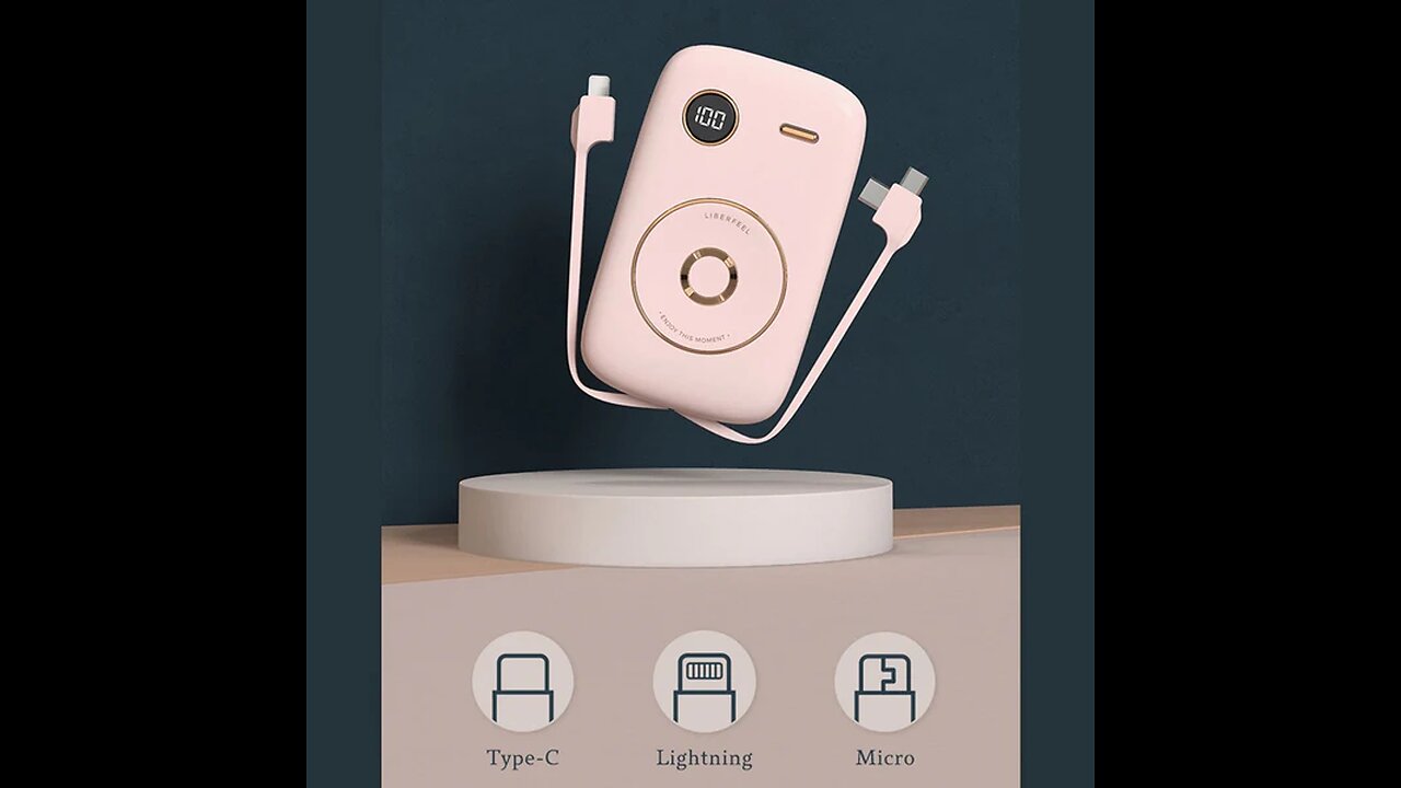 10000mAh Power Bank, with Built-in Cable, LED Battery Display & 6 Outputs, Support Fast Charging