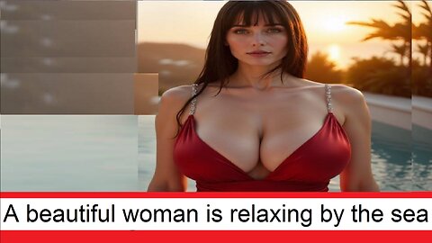A very beautiful woman in her 40s is vacationing by the sea
