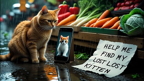 A kitten gets lost in the market and the mother cat can't find it the dog faithfully helps her