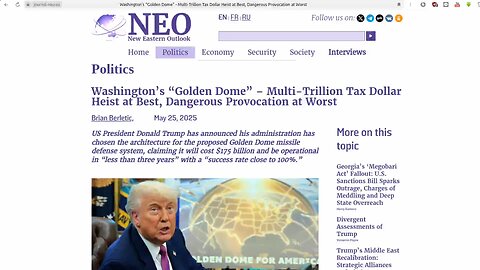 NEW VIDEO: Washington’s “Golden Dome” - Tax Dollar Heist at Best, Dangerous Provocation at Worst