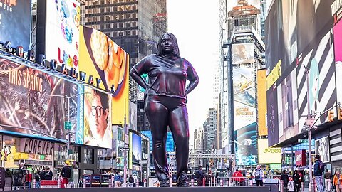 12-foot sculpture of full-figured black woman placed prominently in the center of Times Square.