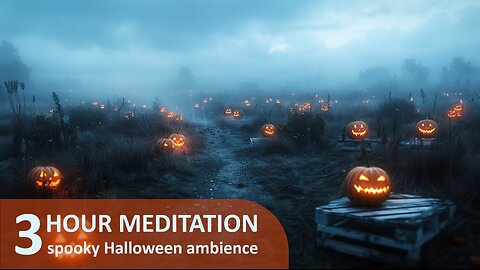 3 Hours Of Spooky Halloween Ambience | Soft Cricket Sounds | Scary Pumpkins | Autumn Meditation