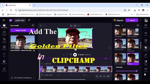 Add The Golden Filter In Clipchamp