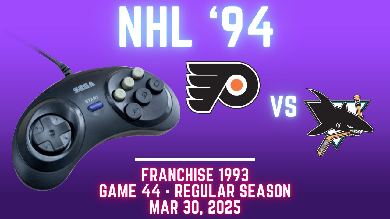 NHL '94 Franchise League (1993) - Flyers at Sharks (Genesis) - Game 44