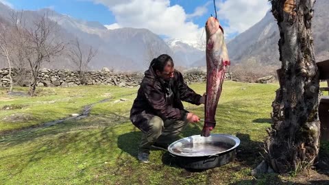 I Caught A Huge Fish and Cooked It in a Big Tandoor! Fish Day in the Village
