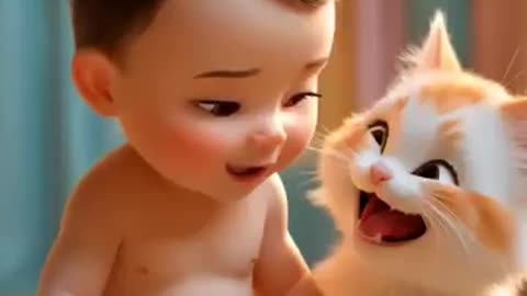 Baby and Kitten Get a Funny Surprise! 😂 ｜ Cutest Fart Laugh Moments #shorts #babyfart #catshorts