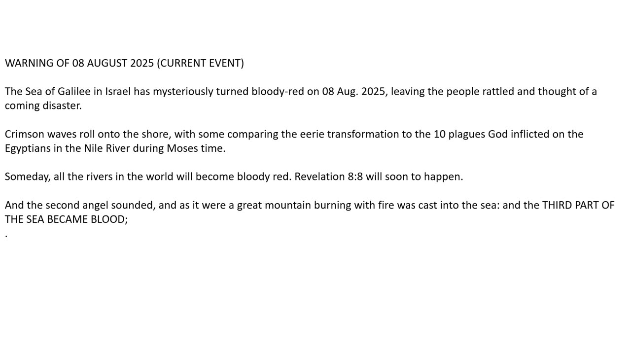 The Sea of Galilee in Israel has mysteriously turned bloody-red