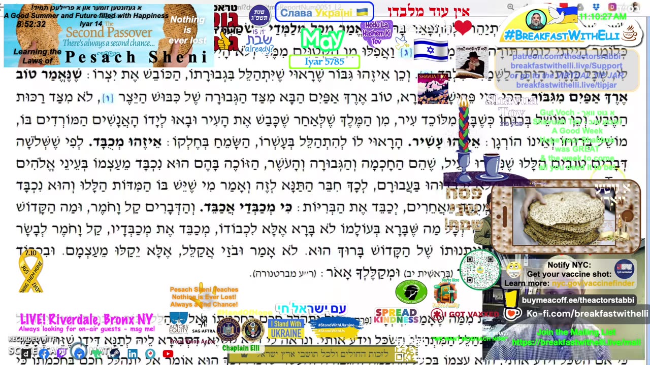 SHOW NOTES: Breakfast with Elli - FRIDAY - 9 May 2025 - 11 Iyar - 5785