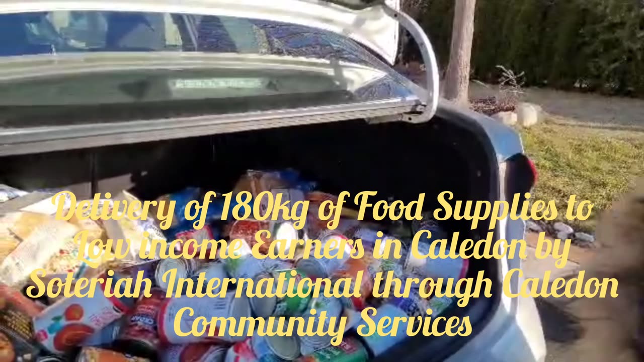 Delivery of 180kg Food Supplies to Low Income Earnrrs in Caledon Ontario