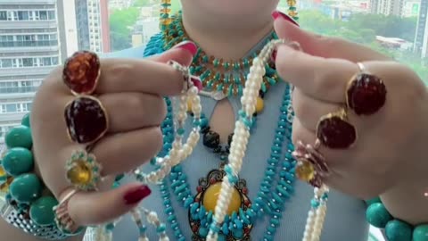 250527-3 Sleeping Beauty Turquoise & Pearl Set: Blue-White Fantasy Elegance Trio