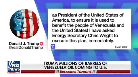 "The Interim Authorities in Venezuela will be turning over between 30 and 50 MILLION Barrels"