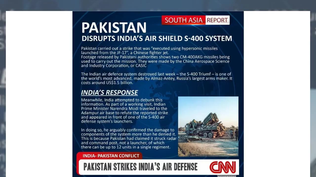 Fact Check: CNN Did NOT Air Graphic Claiming 'Pakistan Strikes India's Air Defense'