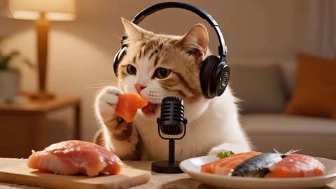 Cat Enjoys Fresh Salmon 🐟😺 | Relaxing Cat Video